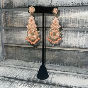 Coral and White Statement Earrings